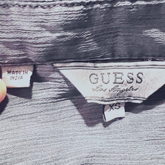 Guess Los Angeles Women's Long Sleeve Sheer Blueish Gray Button Up- Sz. X S - Picture 14 of 15